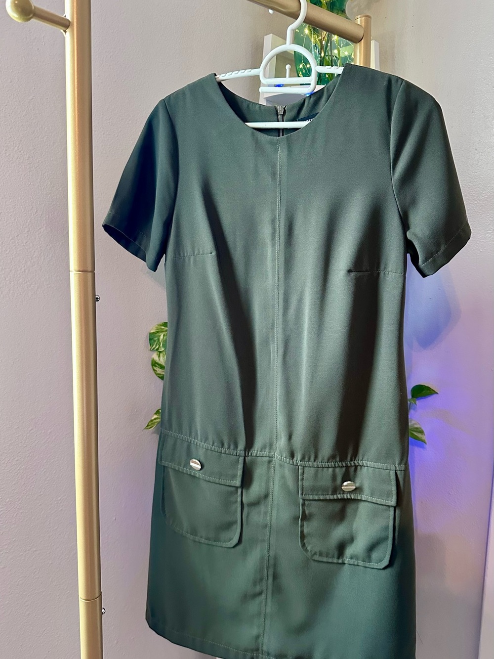 Dorothy Perkins Dark Green Short Sleeve Pocket Shift Dress- EXCELLENT CONDITION